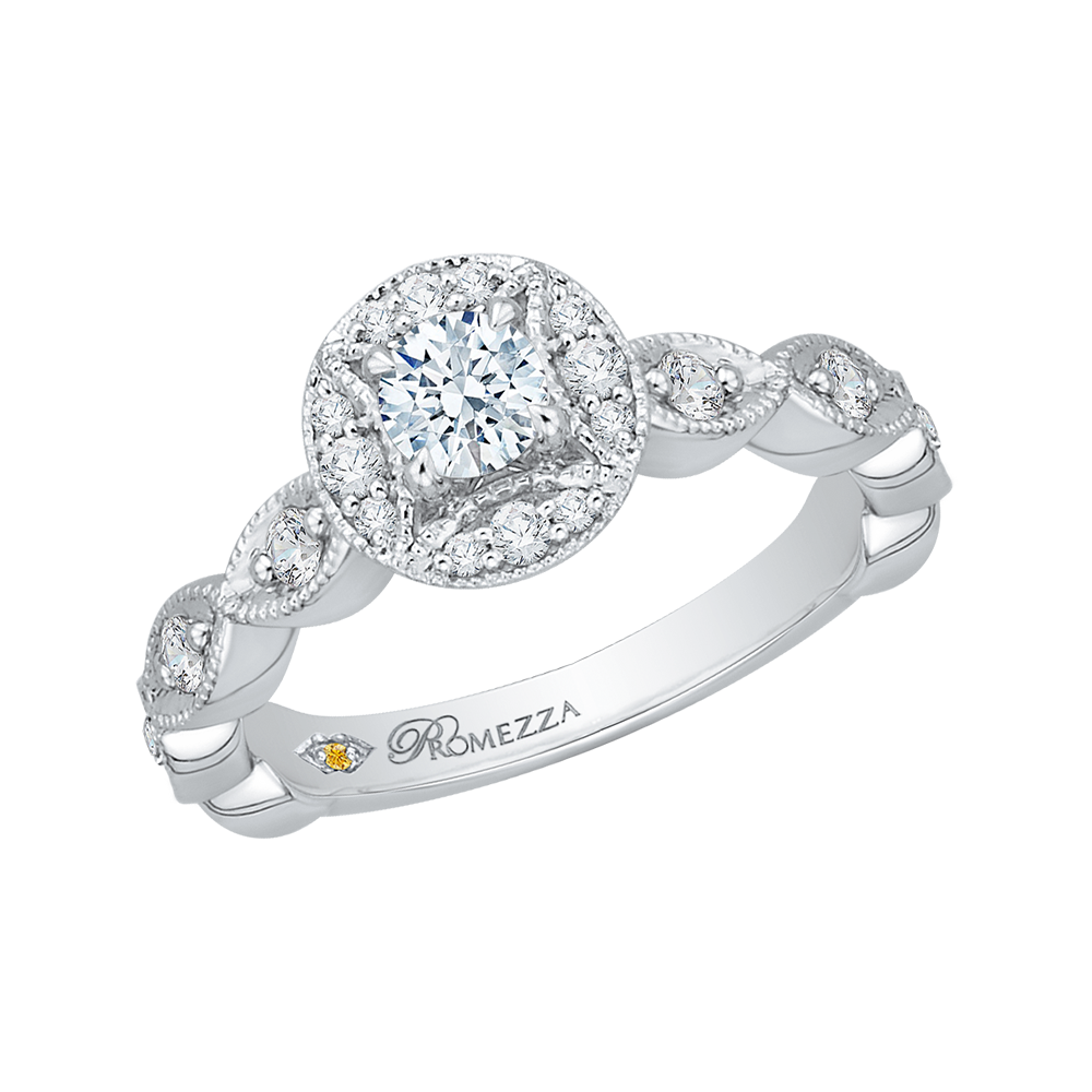 Diamond Halo Engagement Ring in 14K White Gold