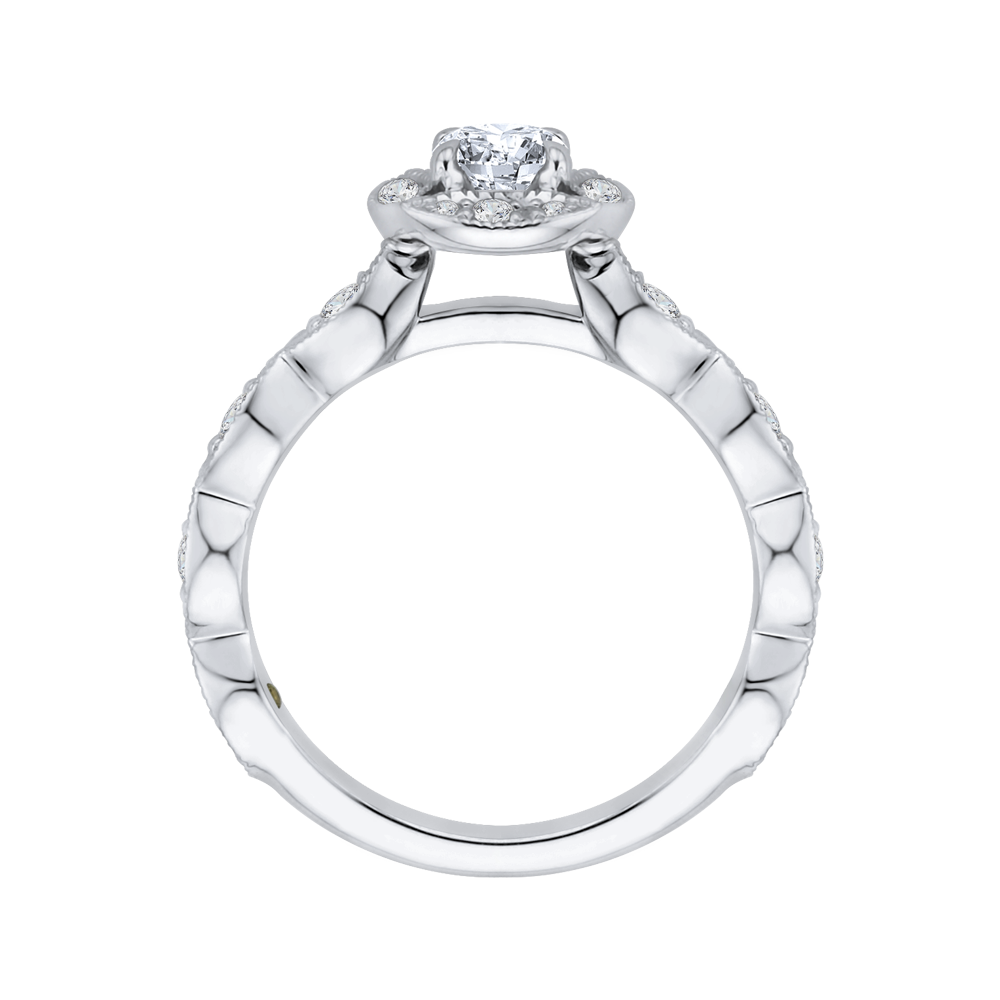 Diamond Halo Engagement Ring in 14K White Gold