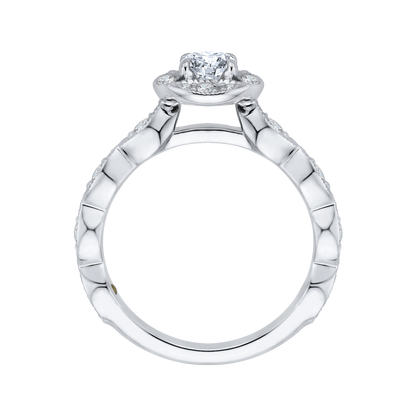 Diamond Halo Engagement Ring in 14K White Gold