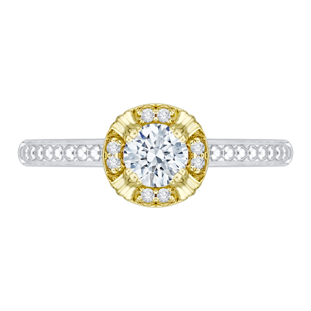 Round Diamond Engagement Ring in 14K Two Tone Gold