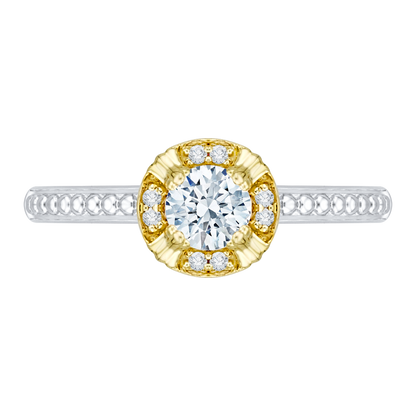 Round Diamond Engagement Ring in 14K Two Tone Gold