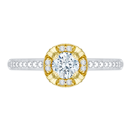 Round Diamond Engagement Ring in 14K Two Tone Gold