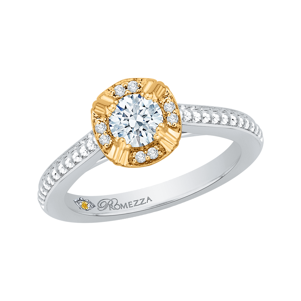 Round Diamond Engagement Ring in 14K Two Tone Gold