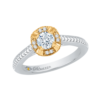 Round Diamond Engagement Ring in 14K Two Tone Gold