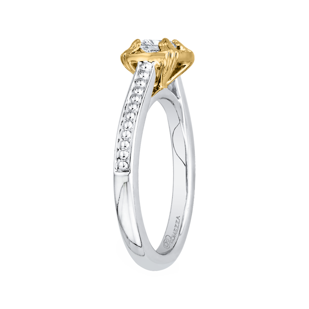 Round Diamond Engagement Ring in 14K Two Tone Gold