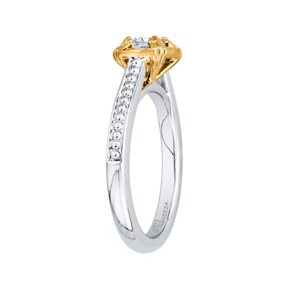 Round Diamond Engagement Ring in 14K Two Tone Gold