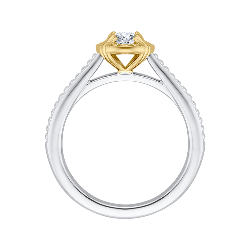 Round Diamond Engagement Ring in 14K Two Tone Gold