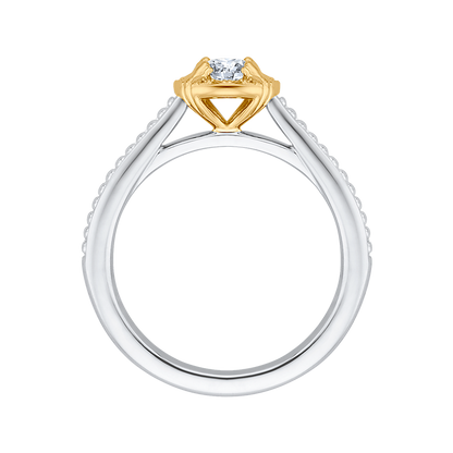 Round Diamond Engagement Ring in 14K Two Tone Gold