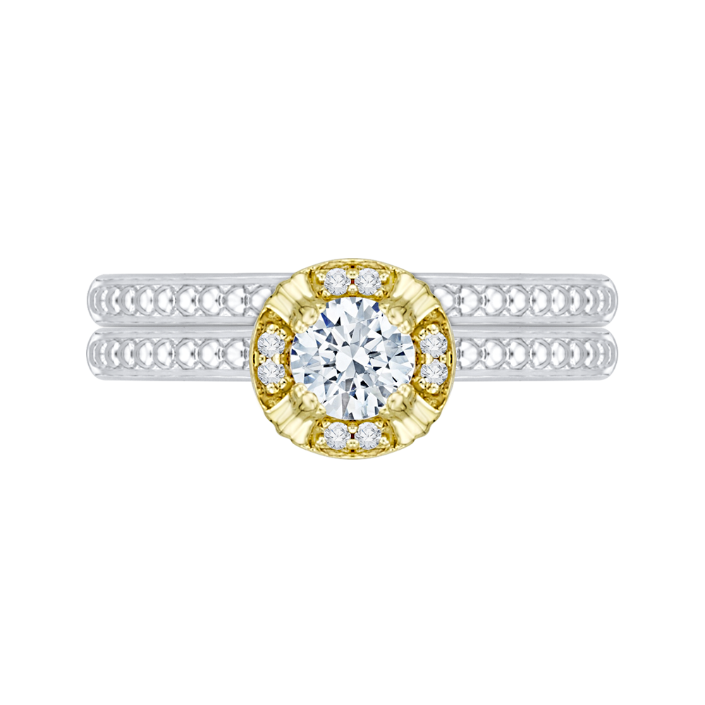 Round Diamond Engagement Ring in 14K Two Tone Gold