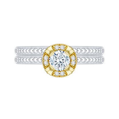 Round Diamond Engagement Ring in 14K Two Tone Gold