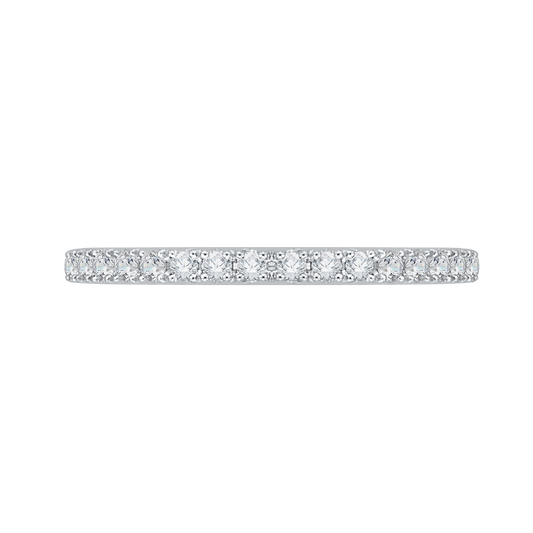 Round Diamond Half-Eternity Wedding Band in 14K Two Tone Gold
