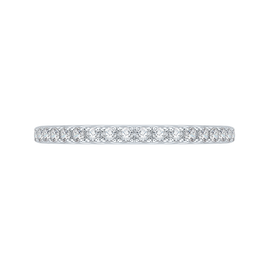 Round Diamond Half-Eternity Wedding Band in 14K Two Tone Gold
