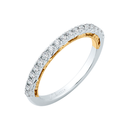 Round Diamond Half-Eternity Wedding Band in 14K Two Tone Gold