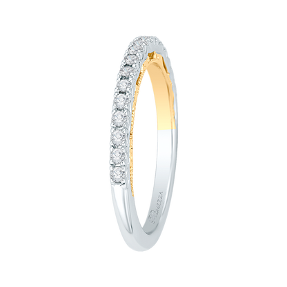 Round Diamond Half-Eternity Wedding Band in 14K Two Tone Gold