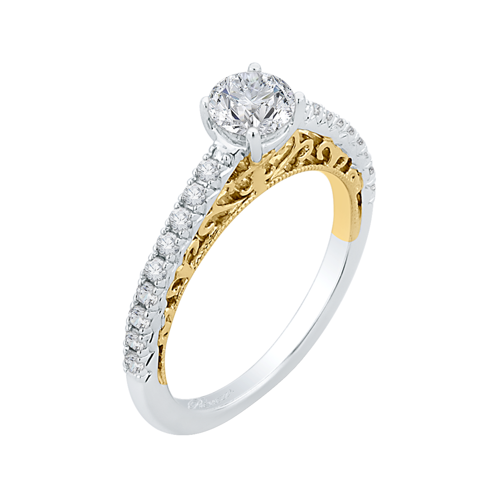 Diamond Engagement Ring in 14K Two Tone Gold