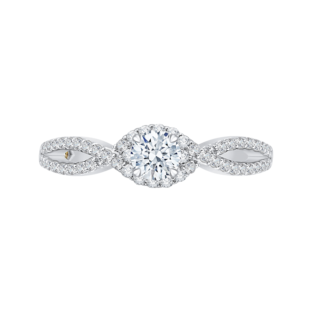 Split Shank Round Diamond Engagement Ring in 14K White Gold