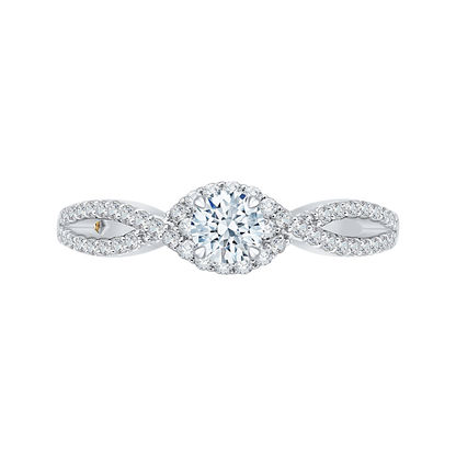 Split Shank Round Diamond Engagement Ring in 14K White Gold