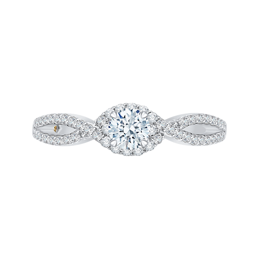 Split Shank Round Diamond Engagement Ring in 14K White Gold