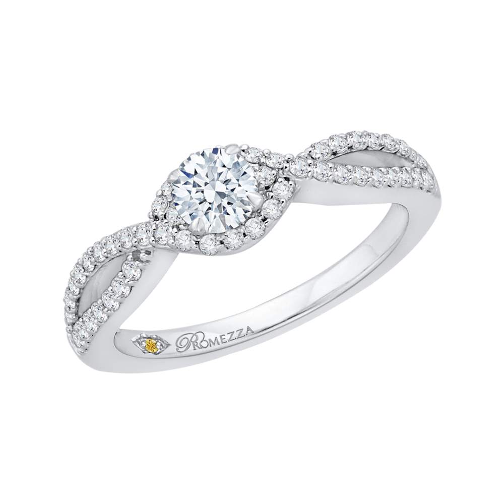 Split Shank Round Diamond Engagement Ring in 14K White Gold