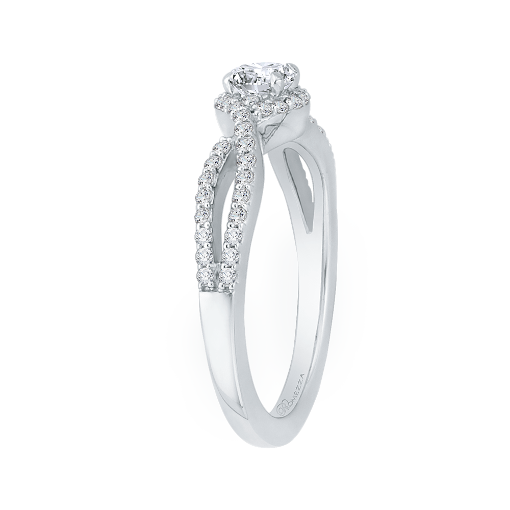 Split Shank Round Diamond Engagement Ring in 14K White Gold