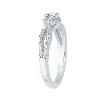 Split Shank Round Diamond Engagement Ring in 14K White Gold