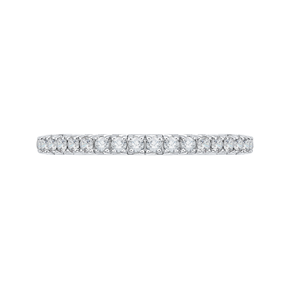Round Diamond Half-Eternity Wedding Band in 14K Two Tone Gold