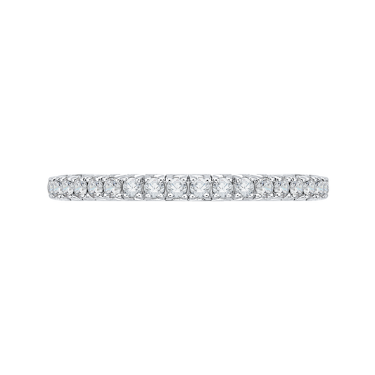 Round Diamond Half-Eternity Wedding Band in 14K Two Tone Gold