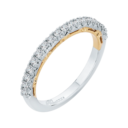Round Diamond Half-Eternity Wedding Band in 14K Two Tone Gold