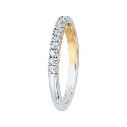 Round Diamond Half-Eternity Wedding Band in 14K Two Tone Gold