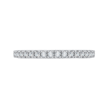 Round Diamond Half-Eternity Wedding Band in 14K Two Tone Gold