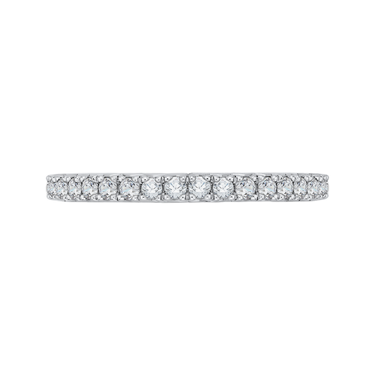 Round Diamond Half-Eternity Wedding Band in 14K Two Tone Gold