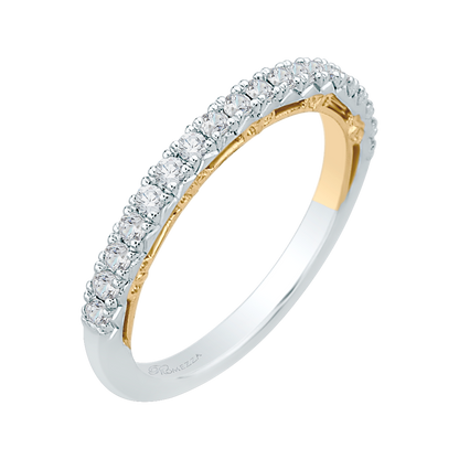 Round Diamond Half-Eternity Wedding Band in 14K Two Tone Gold