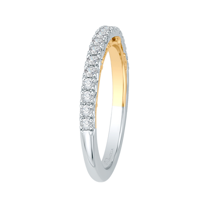 Round Diamond Half-Eternity Wedding Band in 14K Two Tone Gold