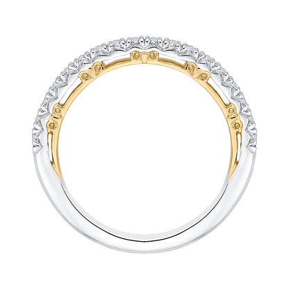 Round Diamond Half-Eternity Wedding Band in 14K Two Tone Gold