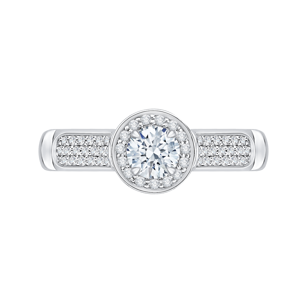 Round Diamond Halo Engagement Ring in 14K White Gold