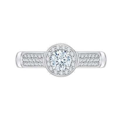 Round Diamond Halo Engagement Ring in 14K White Gold