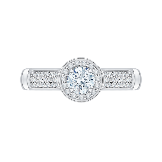 Round Diamond Halo Engagement Ring in 14K White Gold