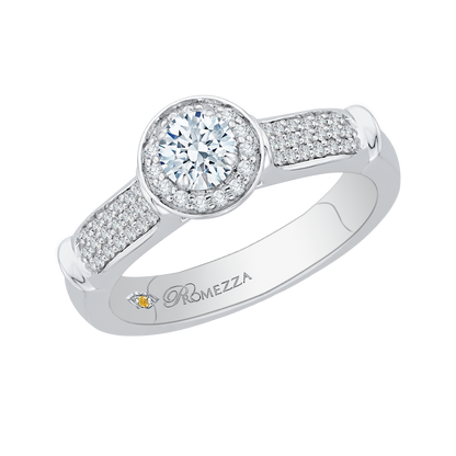 Round Diamond Halo Engagement Ring in 14K White Gold