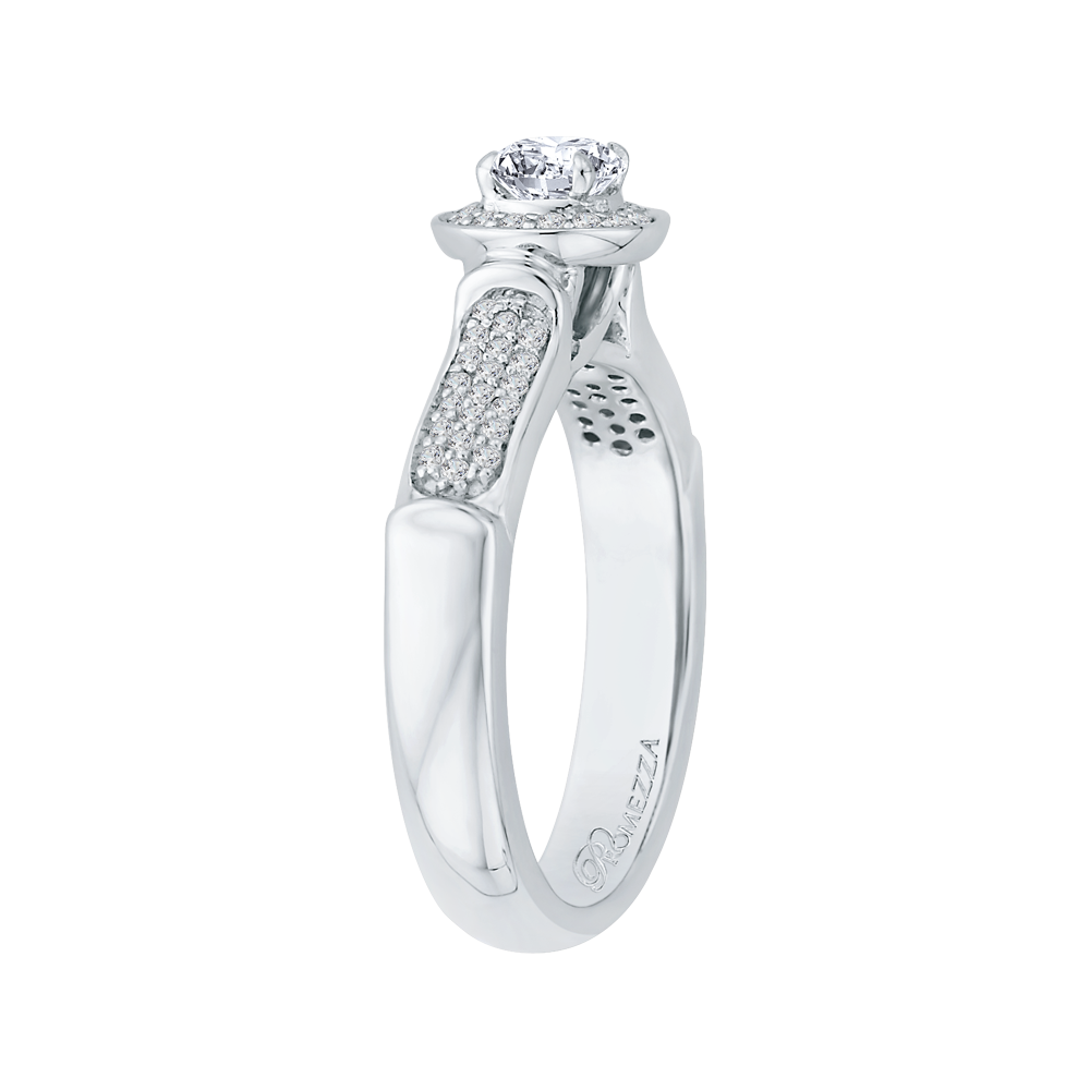 Round Diamond Halo Engagement Ring in 14K White Gold