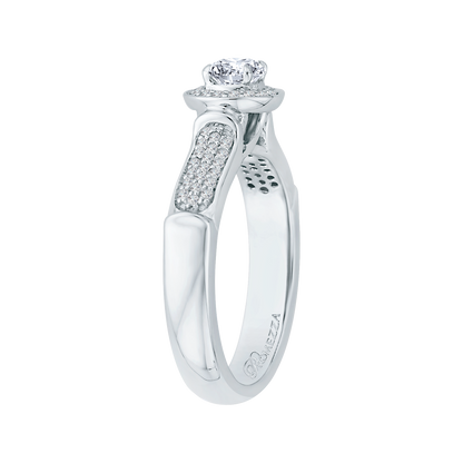 Round Diamond Halo Engagement Ring in 14K White Gold