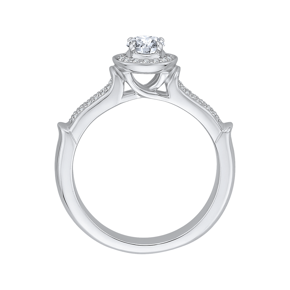 Round Diamond Halo Engagement Ring in 14K White Gold