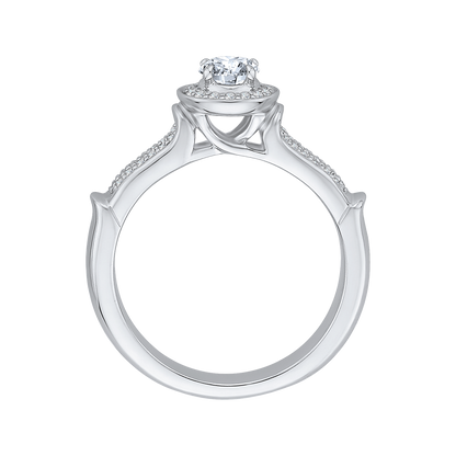 Round Diamond Halo Engagement Ring in 14K White Gold