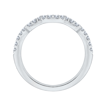 Round Diamond Half-Eternity Wedding Band in 14K White Gold