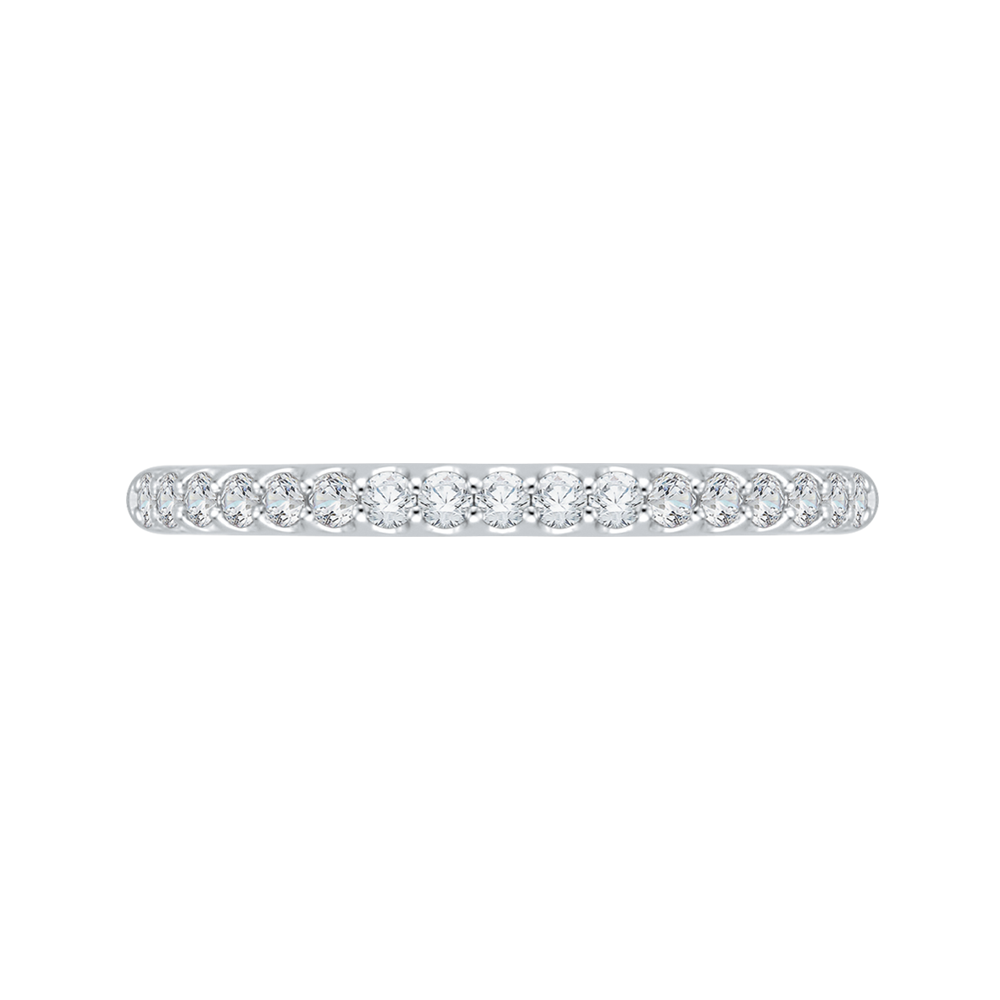Round Diamond Half-Eternity Wedding Band in 14K White Gold