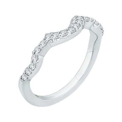 Round Diamond Half-Eternity Wedding Band in 14K White Gold