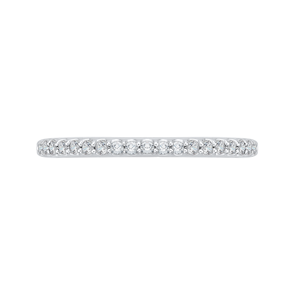 Round Diamond Half-Eternity Wedding Band in 14K White Gold