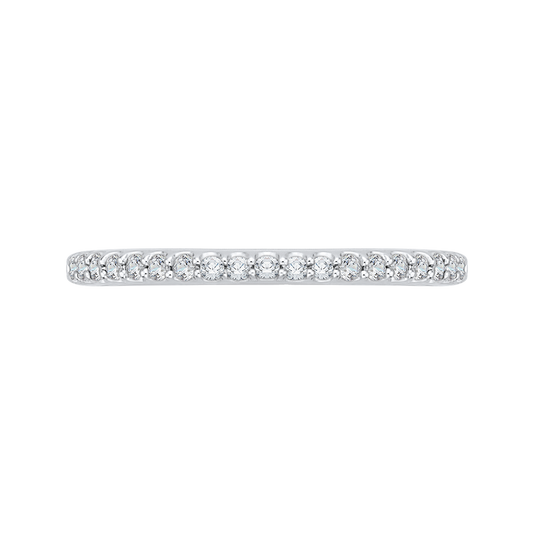 Round Diamond Half-Eternity Wedding Band in 14K White Gold