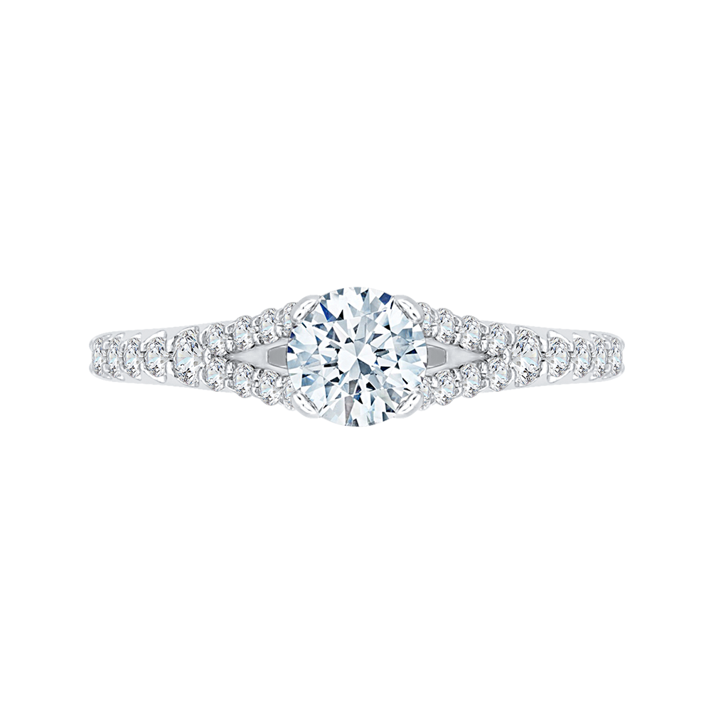 Split Shank Round Diamond Engagement Ring in 14K White Gold