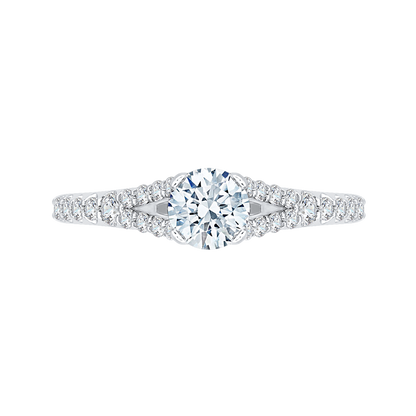 Split Shank Round Diamond Engagement Ring in 14K White Gold