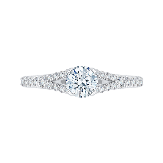 Split Shank Round Diamond Engagement Ring in 14K White Gold